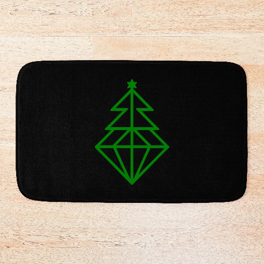 Diamond Christmas Tree Vector One Color Bath Mats