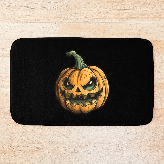 Grinning Green Stem Jack-O-Lantern Bath Mats