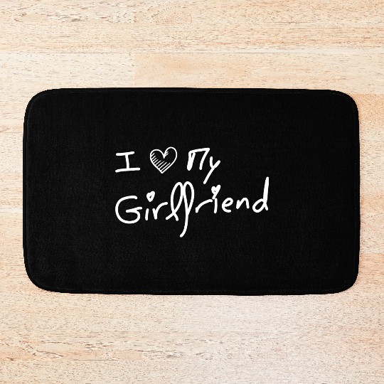 I Love My Girlfriend - Black Bath Mats