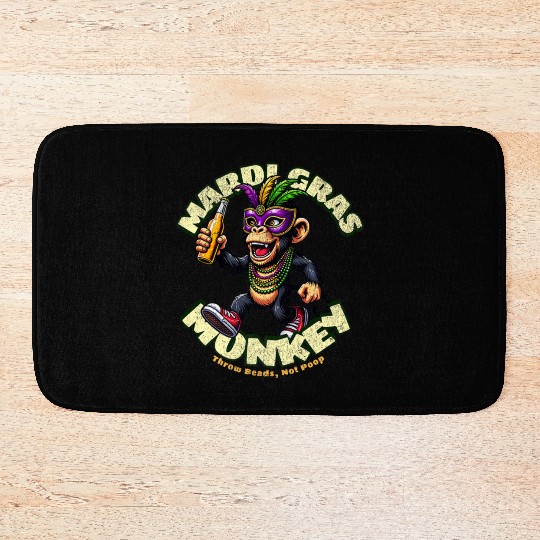 Mardi Gras Monkey Premium Bath Mats