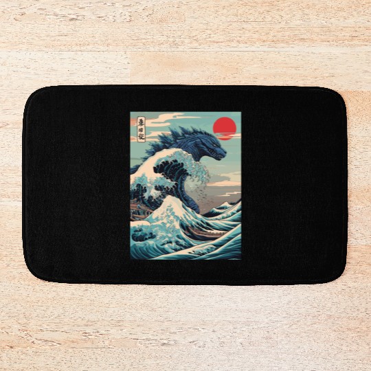 Kaiju Monster Japanese Great Wave Anime Graphic Bath Mats