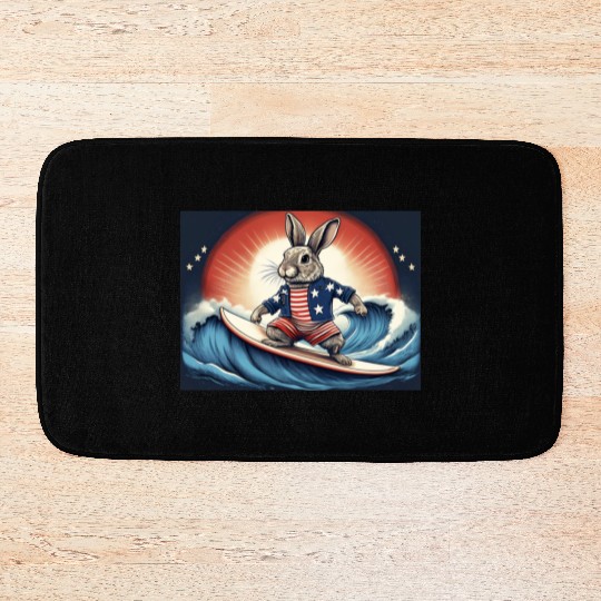 Stars & Stripes Surfer Bunny Bath Mats