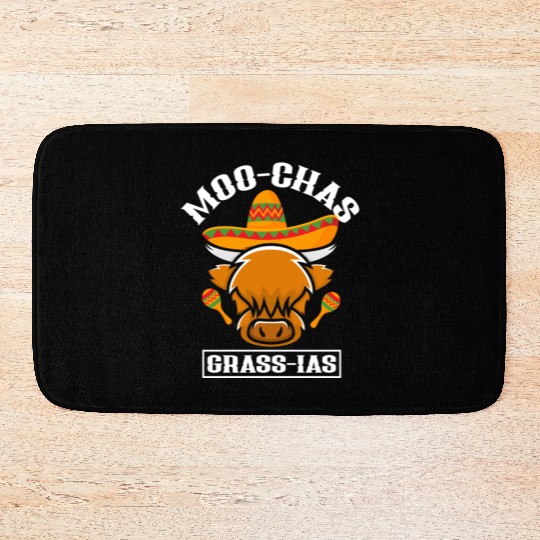 Highland Cow Moo-chas Grass-ias Bath Mats