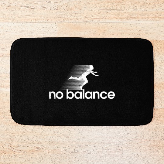 No Balance White Retro Funny Running Bath Mats