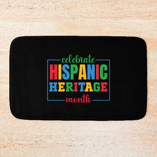 Hispanic heritage month colorful text image colorf Bath Mats
