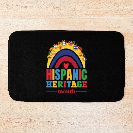 Hispanic heritage month flags colorful rainbow col Bath Mats