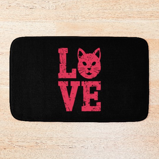 Love funny cat face Bath Mats