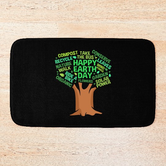 Happy Earth Day Tree For Earth Science Lover Bath Mats