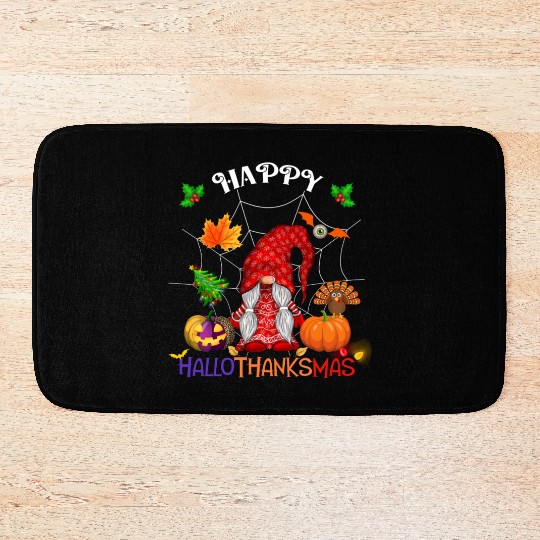 Happy HalloThanksMas Gnome Bath Mats