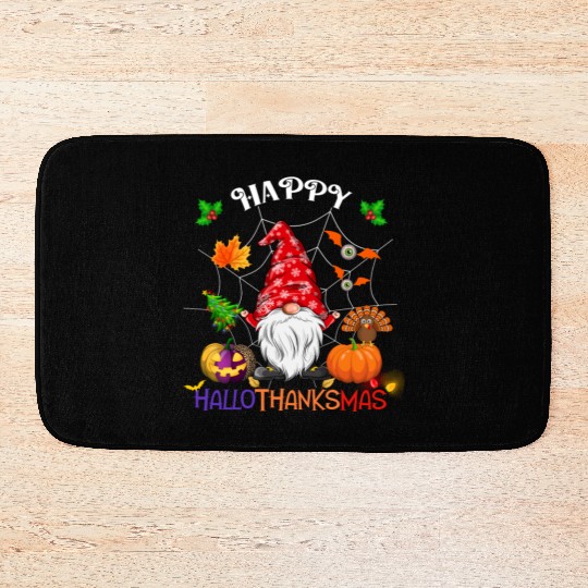 Happy HalloThanksMas Gnome Bath Mats