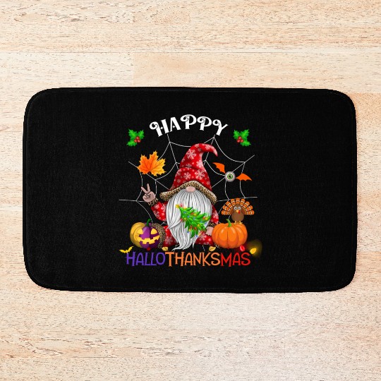 Happy HalloThanksMas Gnome Bath Mats