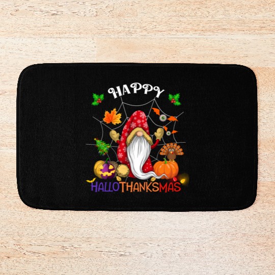Happy HalloThanksMas Gnome Bath Mats