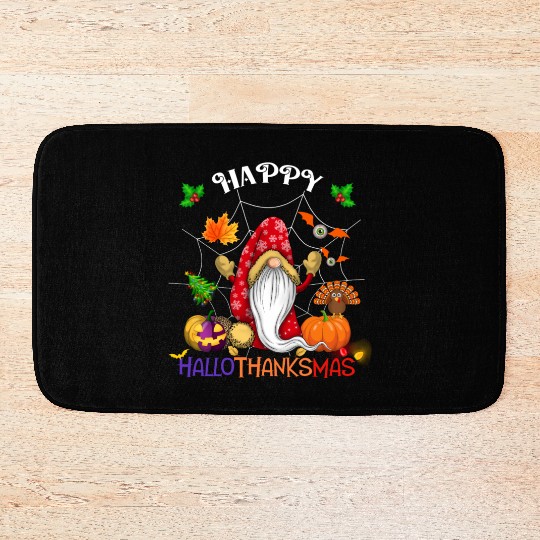 Happy HalloThanksMas Gnome Bath Mats