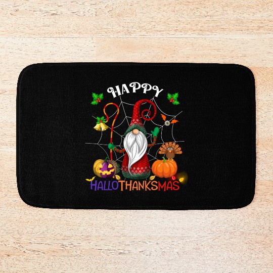 Happy HalloThanksMas Gnome Bath Mats