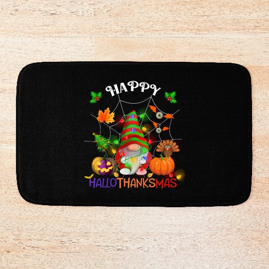 Happy HalloThanksMas Gnome Bath Mats