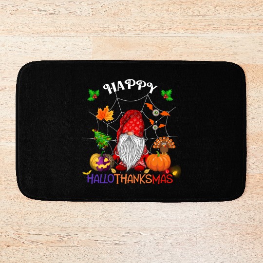 Happy HalloThanksMas Gnome Bath Mats