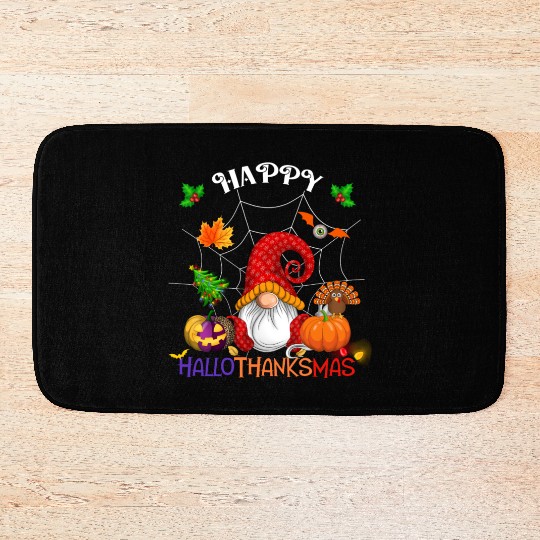 Happy HalloThanksMas Gnome Bath Mats