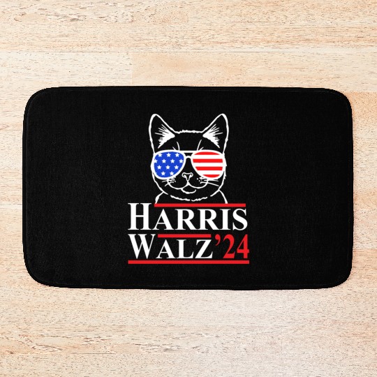 Harris Walz 2024 Funny VP President Cat Ladies Bath Mats