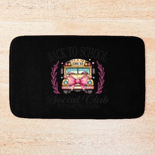 Back to School Bus Soociial Clubb Retro Bath Mats