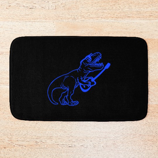 T. Rex Dino DJ Dinosaur Party Animal Plays Guitar Bath Mats