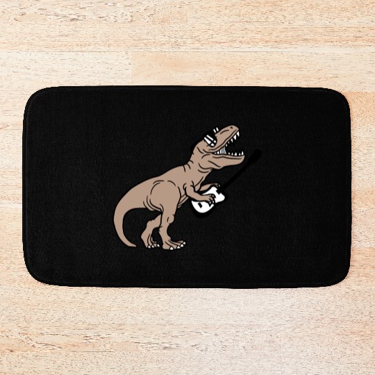 T. Rex Dino DJ Dinosaur Party Animal Plays Guitar Bath Mats