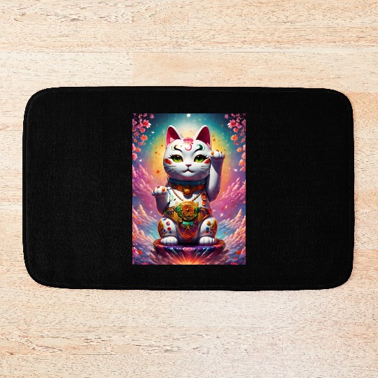 Maneki neko lucky cat Bath Mats
