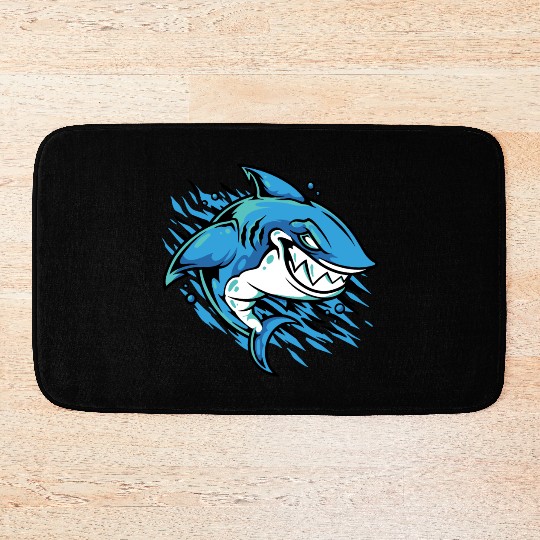 Shark Fish Sea Animals Lover Funny Design Bath Mats