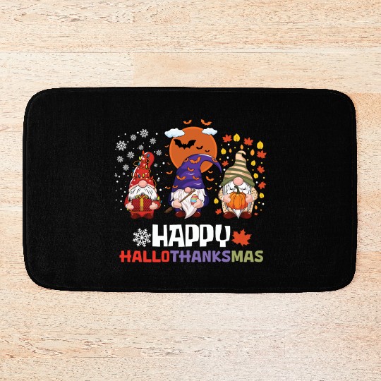 Happy Hallothanksmas Halloween Thanksgiving Bath Mats