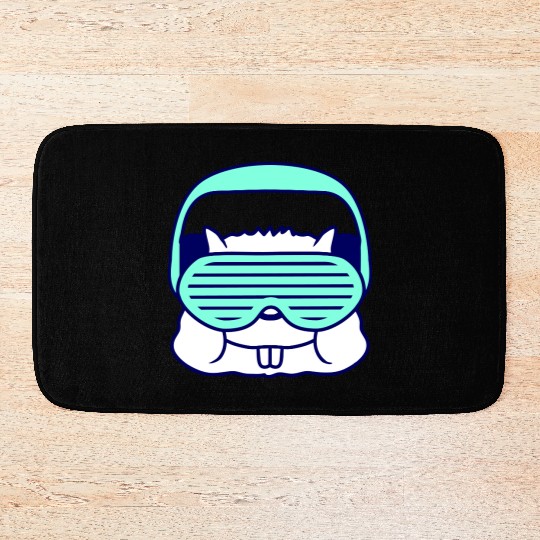 Cute DJ Hamster Party Animal Guinea Pig Pet Face Bath Mats