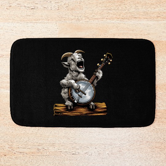 Goat Farm Animal Farmer Bluegrass Banjo Player Bath Mats