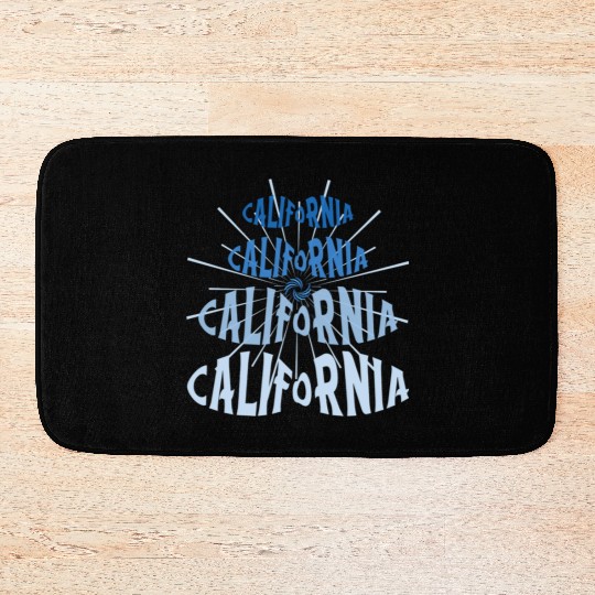 California West Coast Golden State Blue Graphic Bath Mats