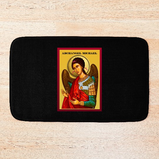 Archangel Michail Orthodox pray icon Bath Mats