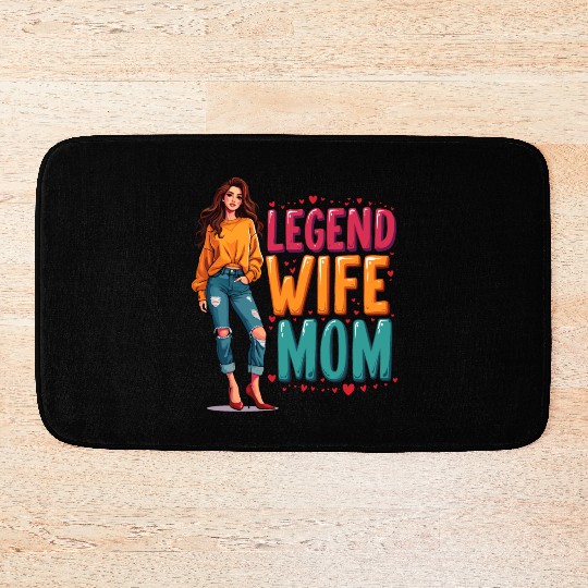 Retro Wife Mom Legend Vintage Mothers Day Mother Bath Mats