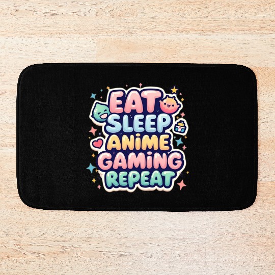 Eat, Sleep, Anime, Game, Repeat: Gamer’s Life Bath Mats