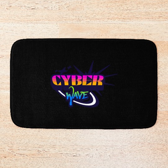 Cyber Wave - Neon Streetwear for Y2K fans Bath Mats