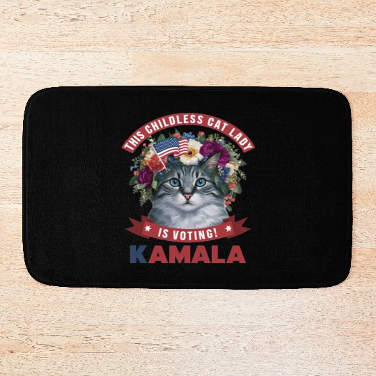 Childless Cat Lady is voting kamala Bath Mats