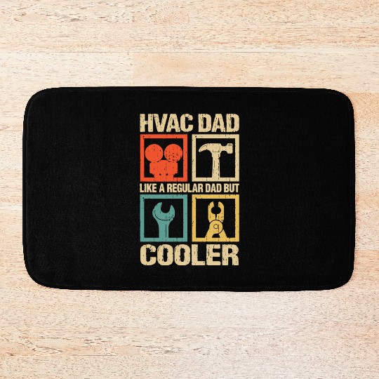 HVAC Dad But Cooler Funny HVAC Technician Father Bath Mats