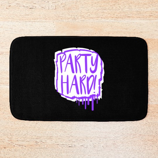 Party Hard Graffiti Spray Drops Stamp Text Slogan Bath Mats