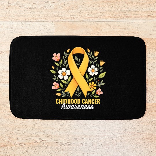 Childhood Cancer Awareness Hippie Flower Ribbon Bath Mats