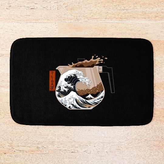 The Great Wave of Coffee Artistic Caffeine Lover Bath Mats