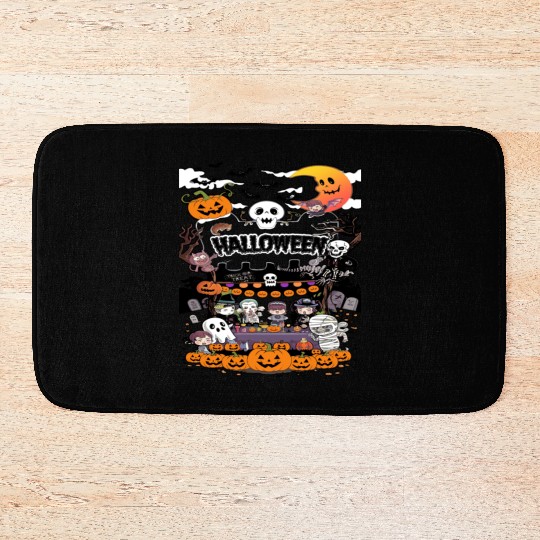 Happy Halloween party Cute chibi cartoon Bath Mats