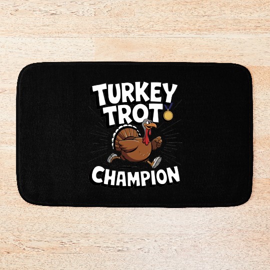 Funny Turkey Trot Running Thanksgiving Champion Bath Mats