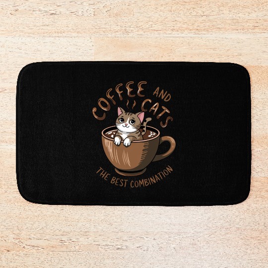 coffee and cats Bath Mats