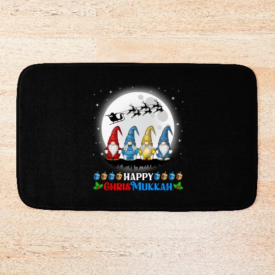 Happy Chrismukkah Gnomes Christmas Hanukkah Bath Mats