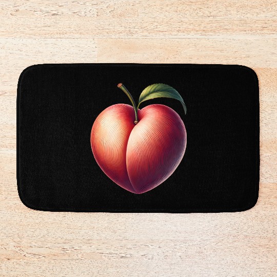 Peach in heart shape: beauty of fruit Bath Mats