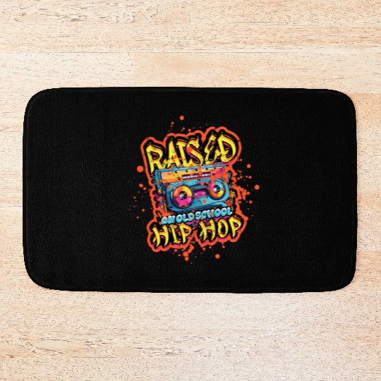 Raised On Old School Hip Hop - Music Bath Mats