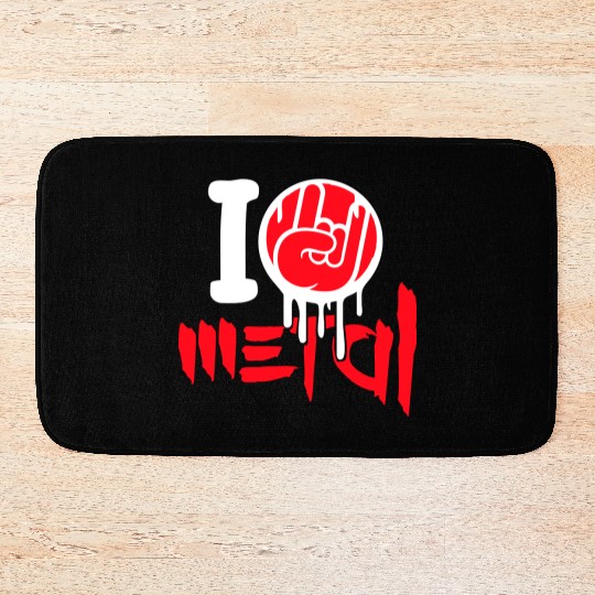 I Love Heavy Metal Hard Rock Music Graffiti Heart Bath Mats