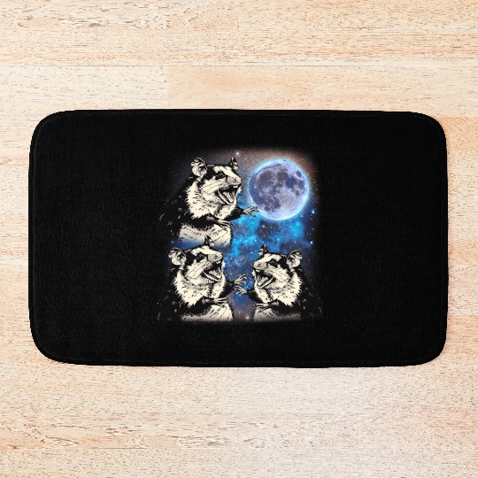 Three Possum Moon Cursed Meme 3 Howling Possum Bath Mats
