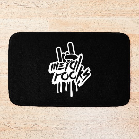 Heavy metal rocks graffiti spray drop hand gesture Bath Mats