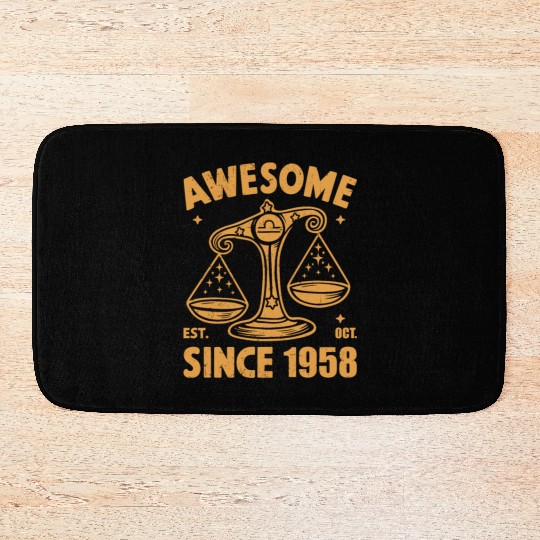 Awesome Since 1958 Libra Zodiac Birthday October Bath Mats